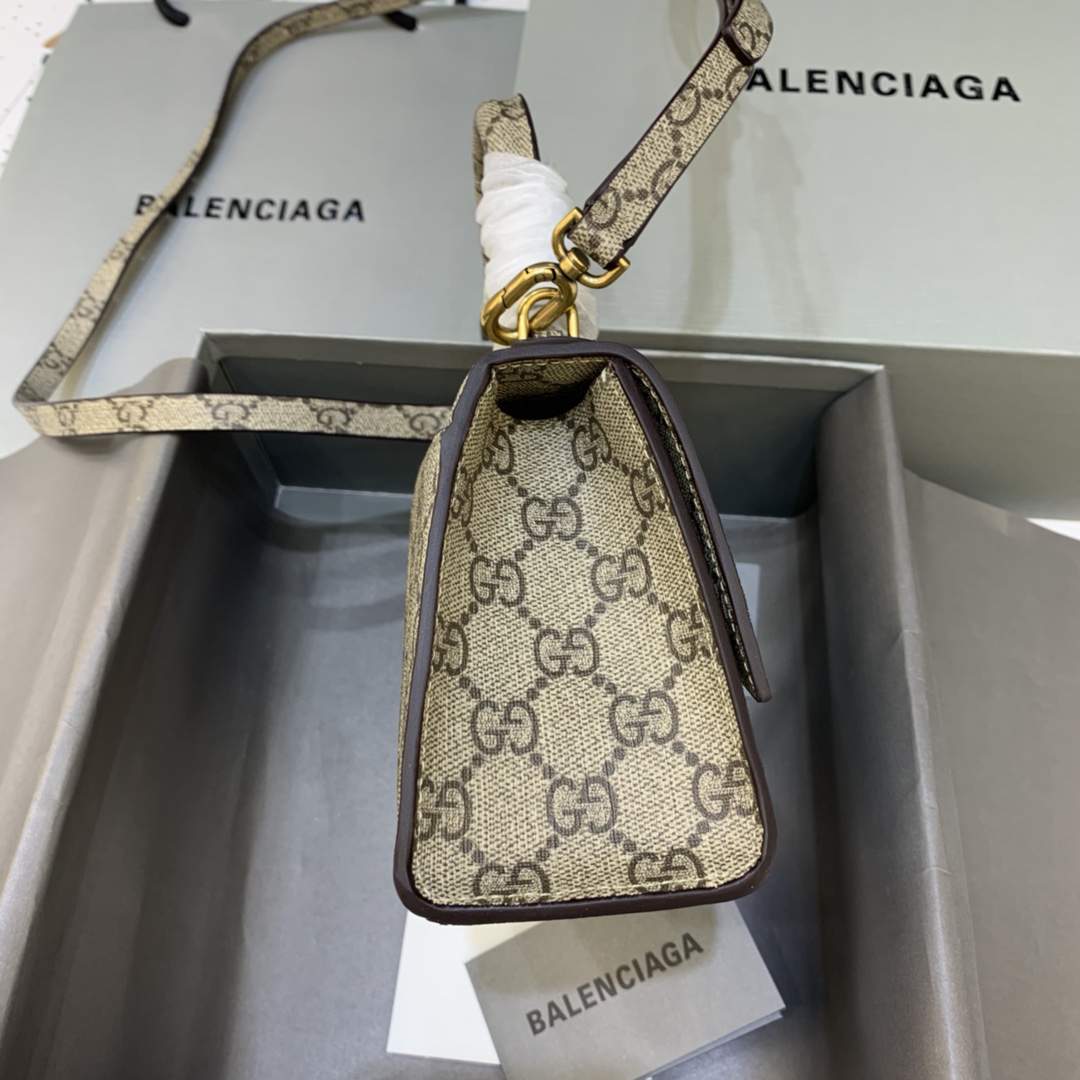 Balenciaga Hourglass XS Handbag GG Monogram Coated Canvas Shoulder Bag